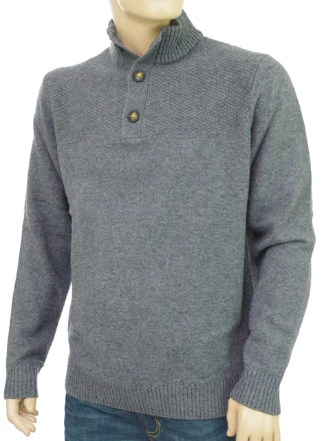 PULL CHAUD COL montant boutons gris chiné homme HARRIS WILSON