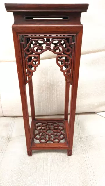 Vintage Chinese carved Rosewood Vase / Curio display stand