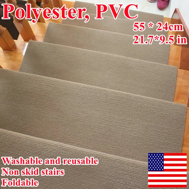 13 x Stair Treads Non Skid Stairs Foldable Washable Carpet Rugs Protection Cover