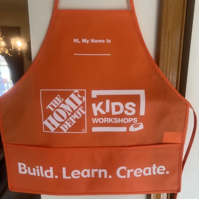 Home Depot Kids Workshop APRON Build Learn Create Kids Size Orange 17” X 16” New