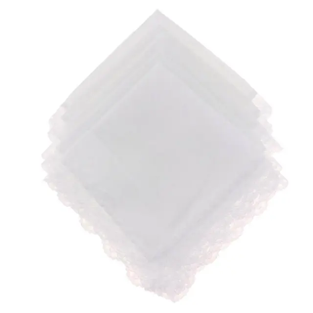 5er-Pack weiße Taschentücher aus Baumwolle mit Spitzenstoff für