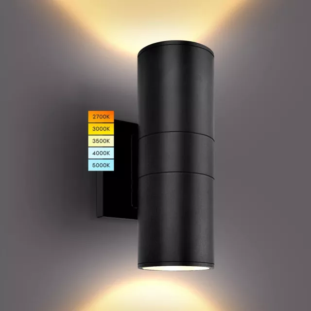 LUXRITE Modern Cylinder LED Up and Down Outdoor Wall Light, 5CCT Selectable 2...