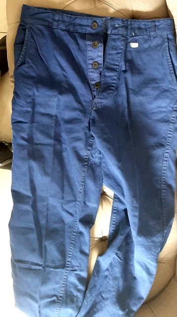 Pantalon De Travail Vintage 1960's - Bleu Délavé - Taille 42 - 100% Coton