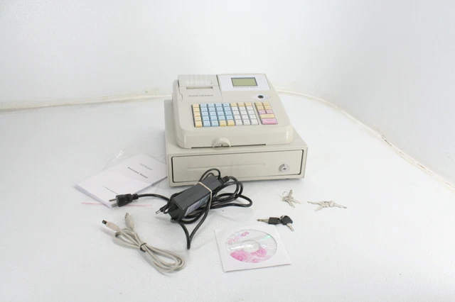 Cash Register Electronic POS System w Drawer Box Removable Tray LED Display