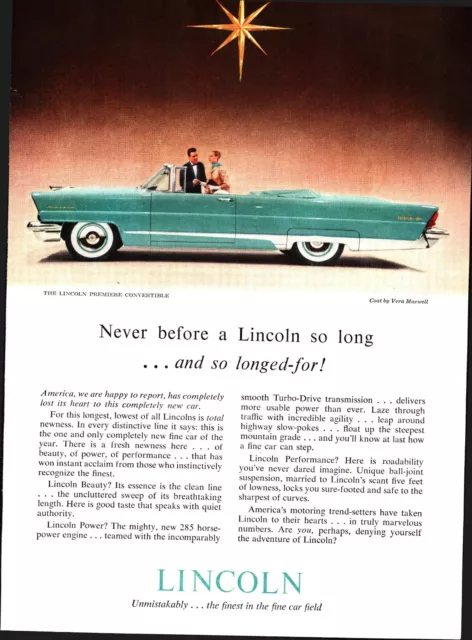 vintage Ad* - 1956 - Lincoln Premiere Convertible Nostalgia a3
