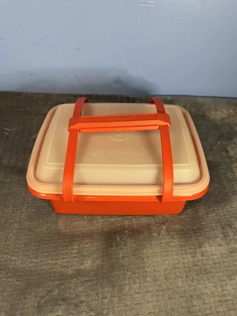 Vintage Tupperware Pac N Carry Lunch Box 1254-17 Container With Lid And Handles