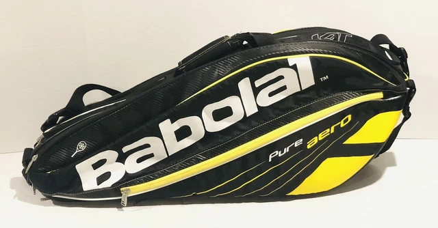 Babolat Pure Aero 6 Pack Yellow Black Tennis Racquet Bag Backpack Euc Babolat Pure Aero 6 Pack Yellow Black Tennis Racquet Bag Backpack Euc