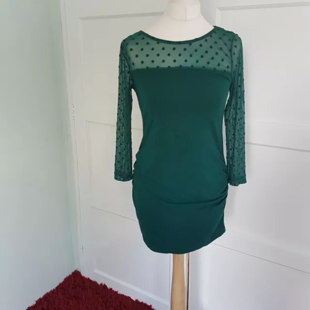 H&M Mama Green Jade Sheer Long Sleeve, Maternity Jersey Long Top, Size Medium