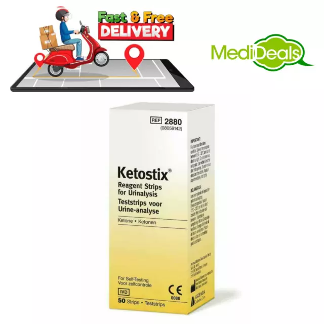 Ketostix Reagent Ketone Urine Glucose Test Strips - 50 Strips