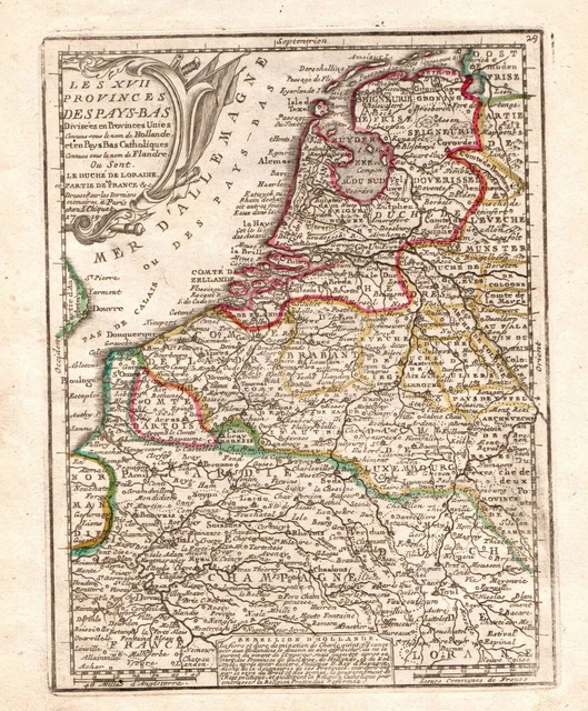 Holland Netherlands Niederlande Nederland Dutch Karte map Chiquet Kupferstich