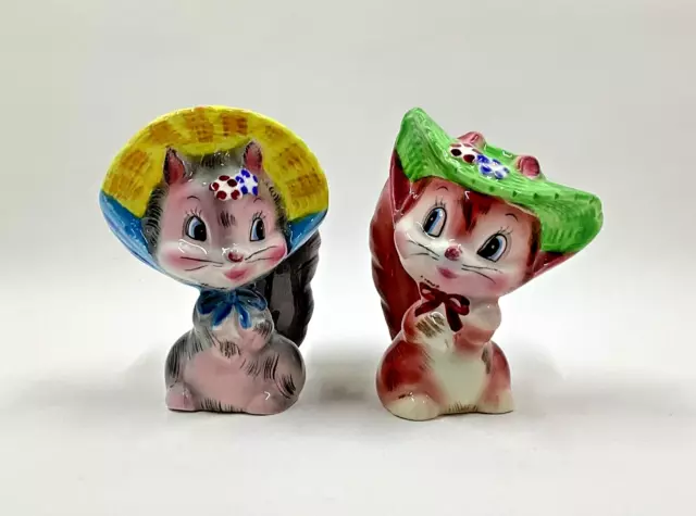 Vintage PY Japan Anthropomorphic Squirrels in Bonnets Salt and Pepper Shakers