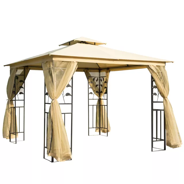 Outsunny 3 x 3(m) Patio Garden Metal Gazebo Marquee Tent Canopy Shelter Pavilion