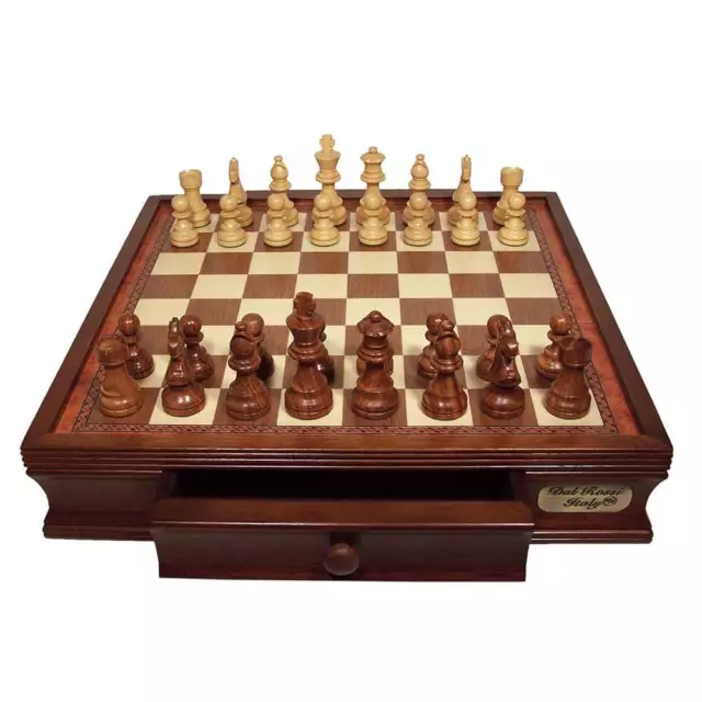 Dal Rossi 16 inch Staunton Walnut Double Weighted Chess Set with 85mm Sheesham C