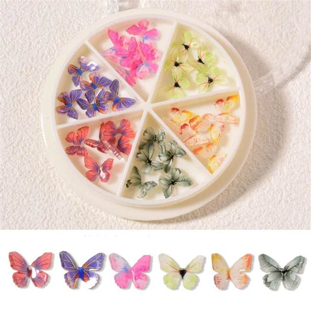 ongles Acrylique Strass Charmes à ongles 3D Mini papillon Décoration d'ongle 9