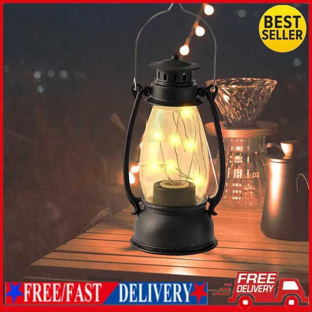 Lámpara de Atmósfera LED Adorno Vintage Vela Linterna Halloween Decoración (Negro)