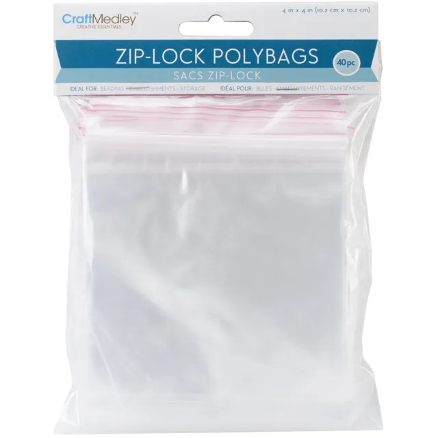 Bolsas de polietileno Ziplock 40/paquete-4"" transparentes