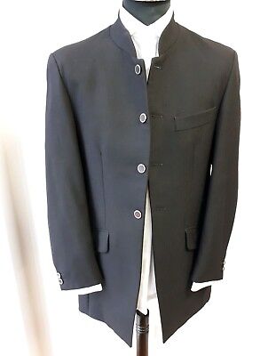 Men's Black Nehru Collarless Jacket, Ideal for Weddings, Prom, Fancy Dress.