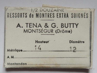 Tena Butty Tena Ressort de barillet Ht 1,1mm ancien stock. Ø 9mm 