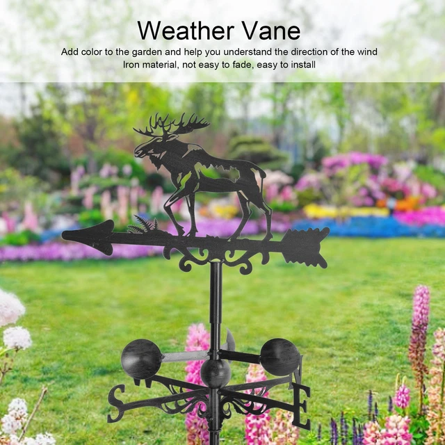 Station Météo 3 En 1 Jardin - Girouette, Thermomètre, Pluviomètre - Décoration Fonctionnelle, Hauteur 140 Cm - 2