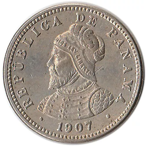 1907 Panama 1/2 Centesimo Coin KM#6 High Grade One Year Type