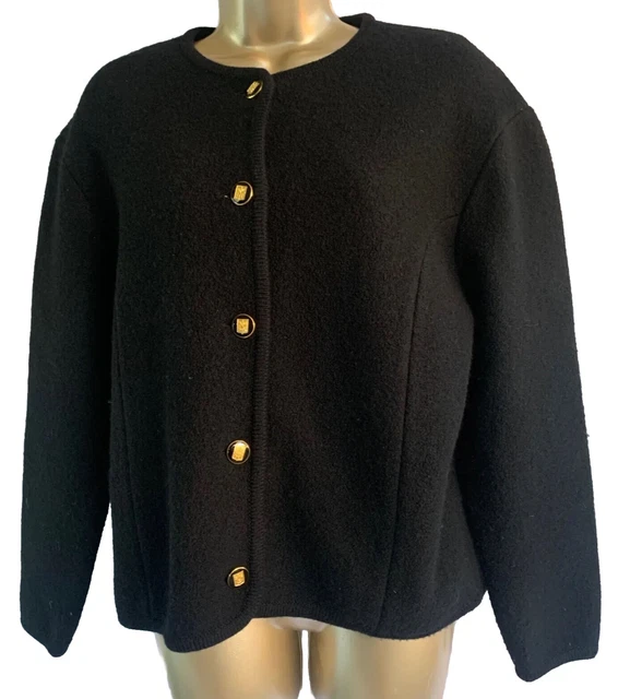 Vintage Cardigan Sweater Wool Gold Crest Buttons Large