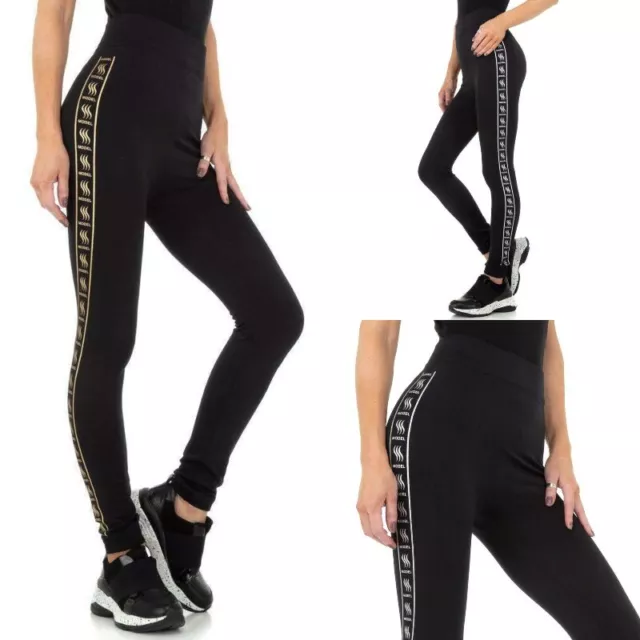 Leggings donna sportivi fuseaux elasticizzati pantacollant vita alta pantaloni