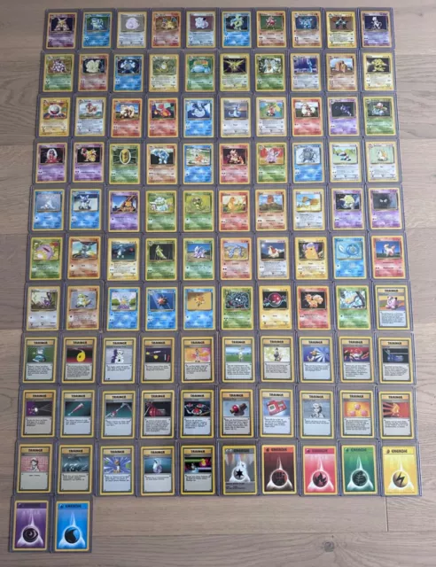 Pokemon Basis Serie Komplett Set Master Set Deutsch Alle 102 Karten in Toploader