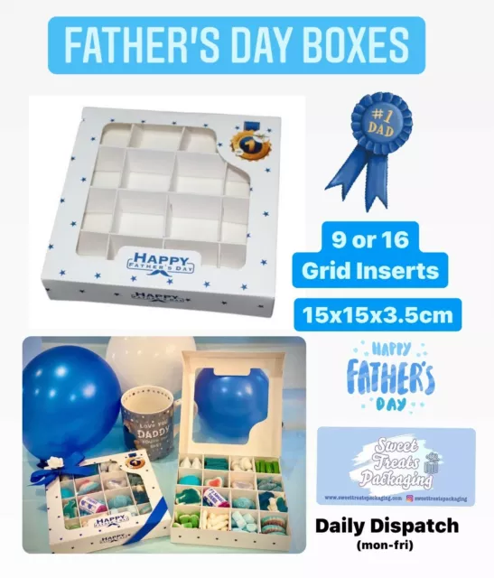 Empty Pick and Mix Sweet Boxes with Inserts -15x15x3.5cm💙FATHER'S DAY BOXES💙
