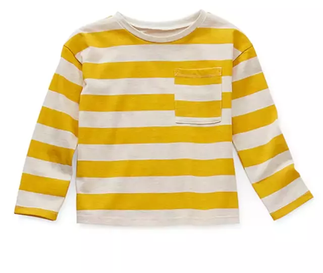 NWT Toddler Girls 4T & 5T Long Sleeve Okie Dokie Oatmeal  & Yellow Striped Shirt