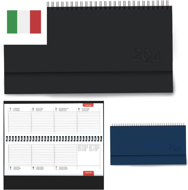 Planning Settimanale Da Tavolo 2024, Agenda Da Scrivania Con Copertina Rigida, A