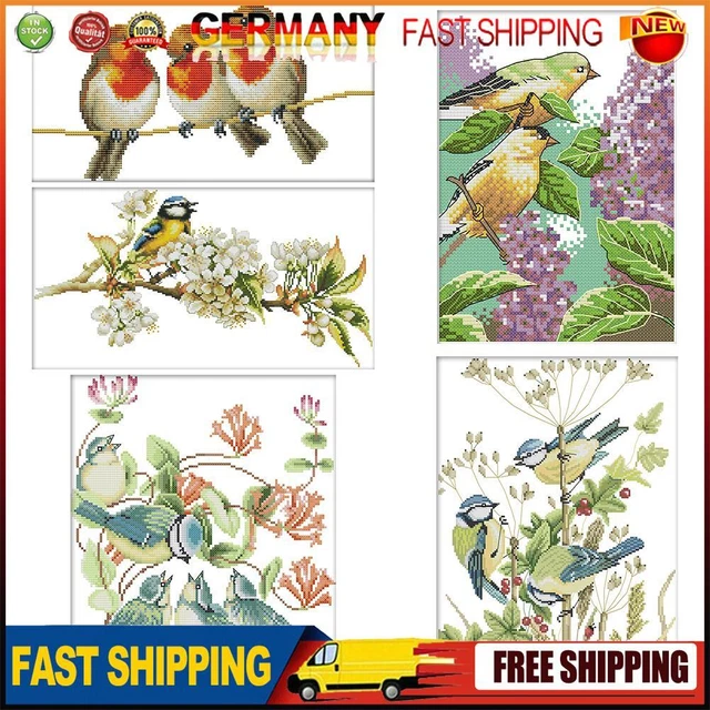 Home Decor DIY Cross Stitch Kits 14CT Stamped Cute Bird Embroidery Art Canvas
