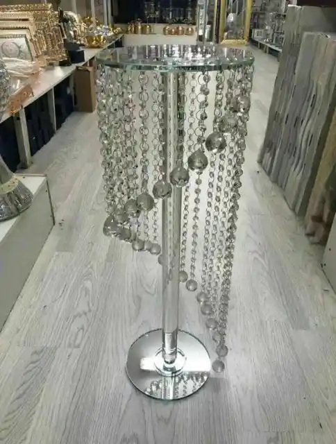 Crush Diamond 60 cm silber verspiegelter Beistelltisch moderner Glasständer funkelnder Kristall