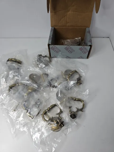 Vintage Lot of 14 Belwith Period Brass  Design Drawer Pulls Cabinet Knobs NOS
