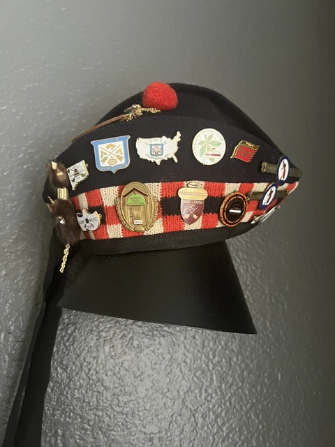 Vintage Scottish Glengarry Curling Club Hat. Navy Blue. Made in Scotland