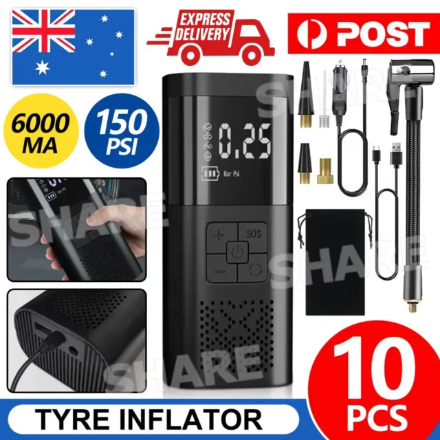 Car Tire Air Inflator Portable Tyre Electric Pump Cordless with USB Rechargeable