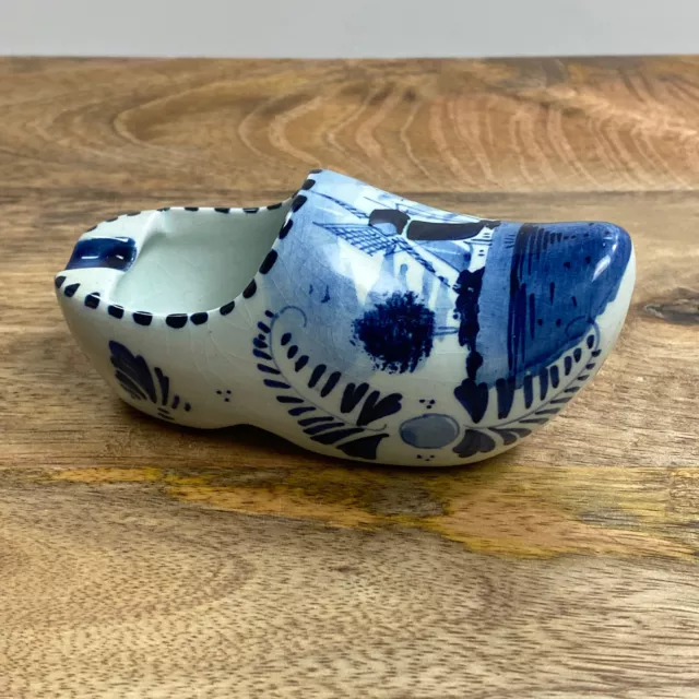 Vintage Delft Blue Dutch Clog Shoe Ceramic Pottery Hand Painted Holland Ashtray