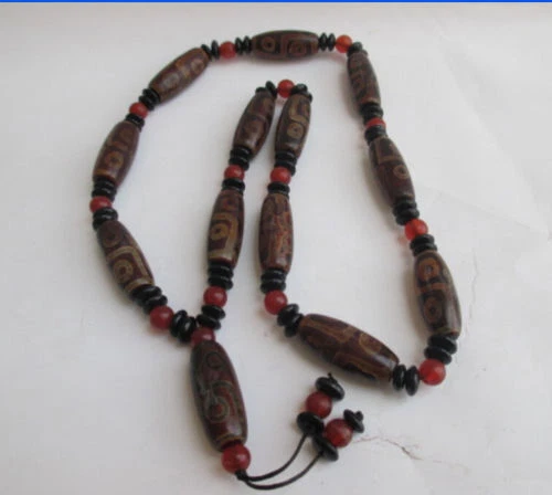 Tibetan prayer worry dzi bead agate/Unique 3 eyes necklace dzi tibet B