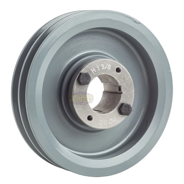 Cast Iron 6.25" Dual Groove Belt A Section 4L Pulley w/ 1-3/8" Sheave Bushing