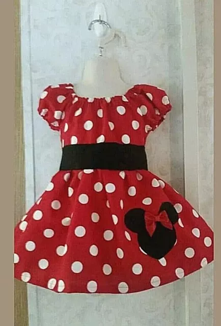 Handmade Red Polka Dot Girls Minnie Mouse dress (Made to Order) Sizes 2T-8Y