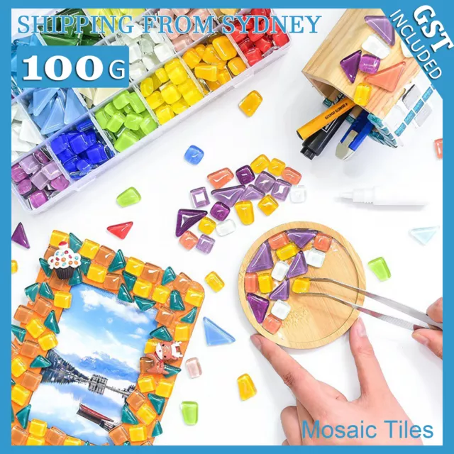 100G Mixed Colour Crystal Glass Mosaic Tiles Kitchen Bathroom Art Craft Supplies