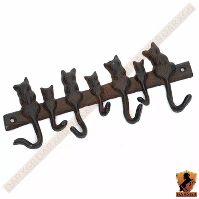 Cast Iron Cat Tail Hooks Rack Wall Hanging Vintage Rustic Vintage NEW