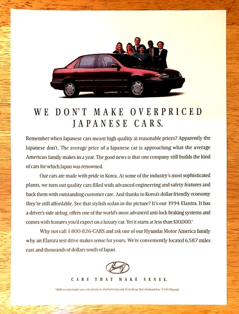 1994 Hyundai Elantra Sedan—Vintage Magazine Print Ad Advertisement