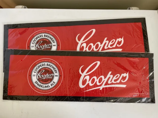 2x NEW Coopers SPARKLING ALE Rubber Backed BAR MATS RUNNER