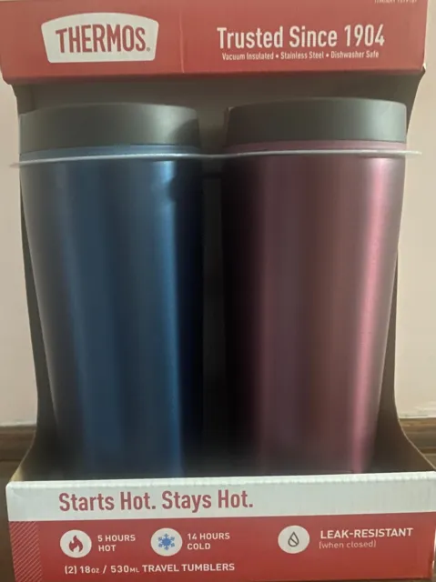Thermos 18 oz Stainless Steel Vacuum Hot / Cold Insulated Travel Tumblers 2 pack