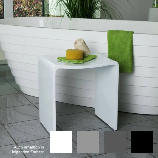 Badhocker Design Spa Duschhocker aus Mineralguss Duschstuhl Badestuhl Duschhilfe