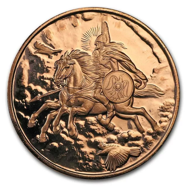 1 Unze 999 Kupfer - Gott Odin Auf Pferd - Kupferbarren - Medaille