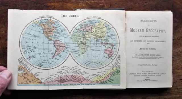 1882 Rudiments of Geography Reid World, Europe Maps Siam Prussia Austro Hungary