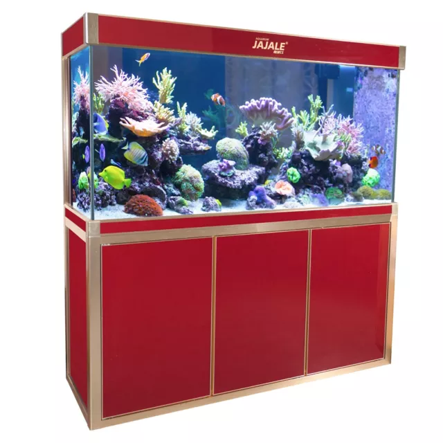 Aquarium 135 Gallon Tempered Glass with LED Light Complete Fish Tank Red Gold