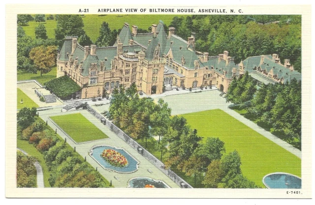Airplane View of BILTMORE HOUSE Asheville, NC 1940s by Asheville Postcard Co