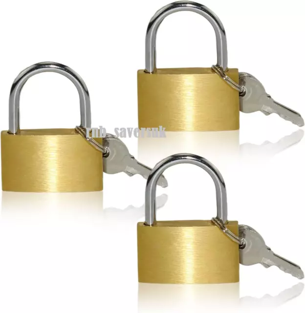 20mm Small Padlock 3 Pcs Suitcase Locks with Keys Mini Padlock Brass Padlock